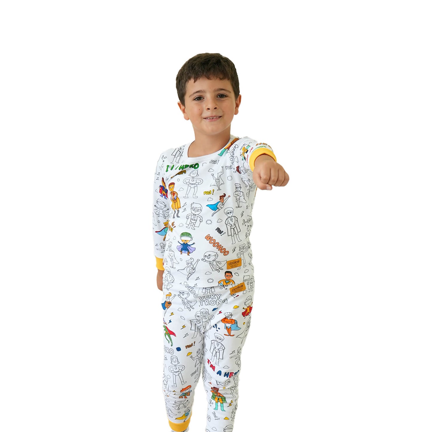Superhero City Long Sleeve Coloring Pajamas