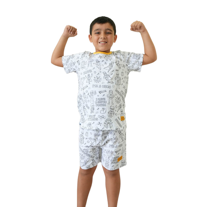 Superhero City Short Sleeve Coloring Pajamas