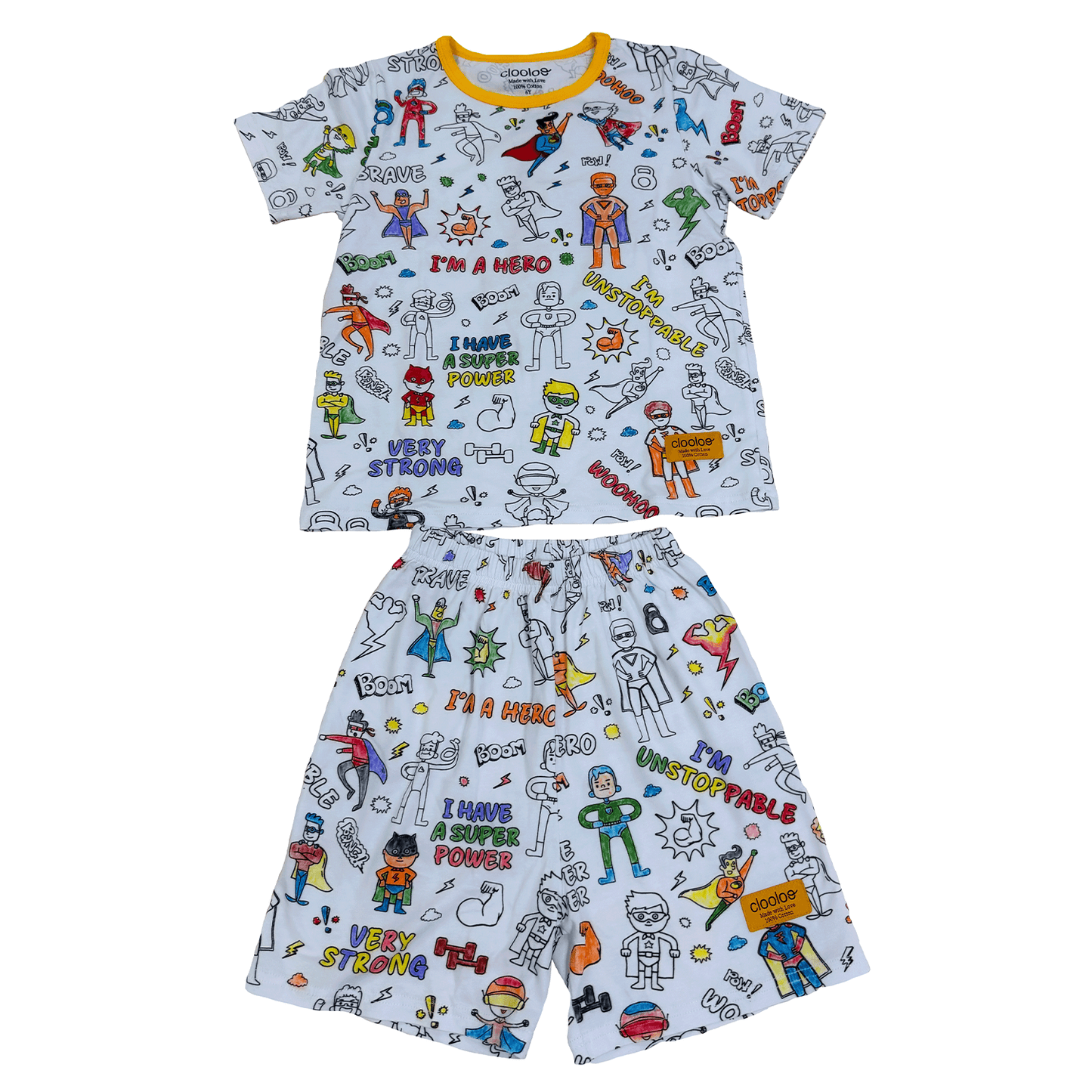 Superhero City Short Sleeve Coloring Pajamas