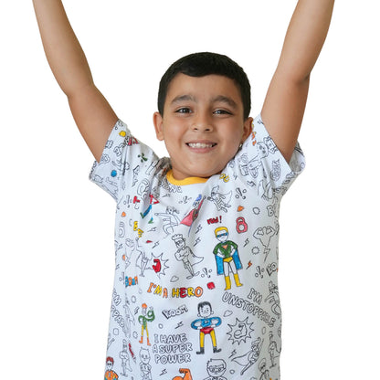 Superhero City Short Sleeve Coloring Pajamas