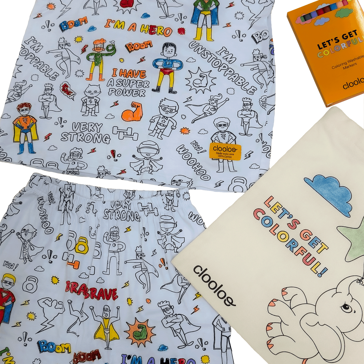 Superhero City Short Sleeve Coloring Pajamas