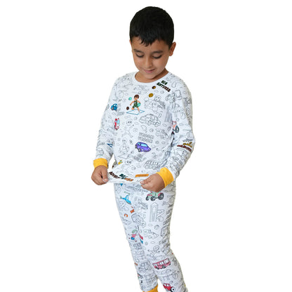 Race & Play Nights Long Sleeve Coloring Pajamas