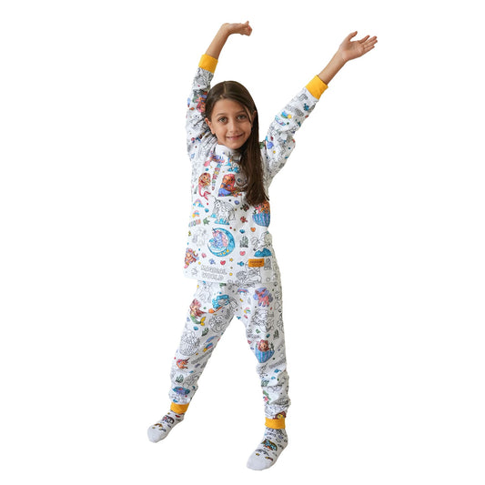 Magical Mermaid & Unicorn World Long Sleeve Coloring Pajama