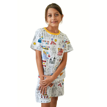 Princess Palace Short Sleeve Coloring Pajama