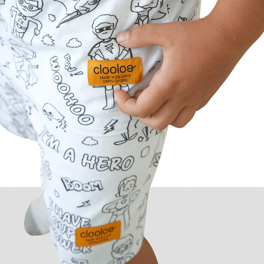Superhero City Short Sleeve Coloring Pajamas