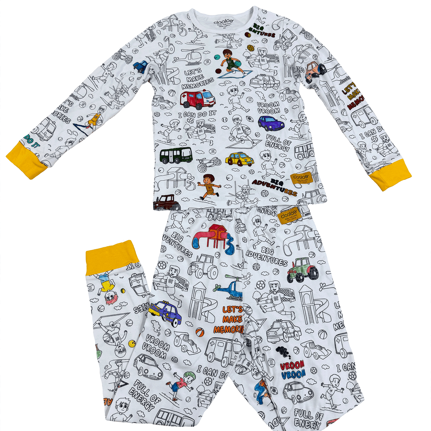 Race & Play Nights Long Sleeve Coloring Pajamas