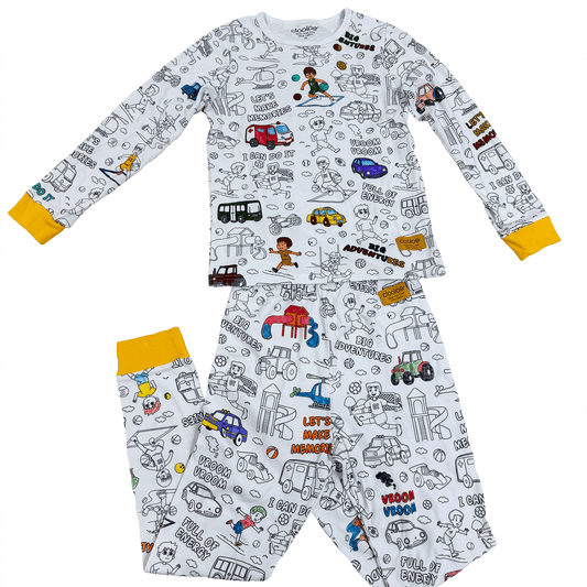 Race & Play Nights Long Sleeve Coloring Pajamas
