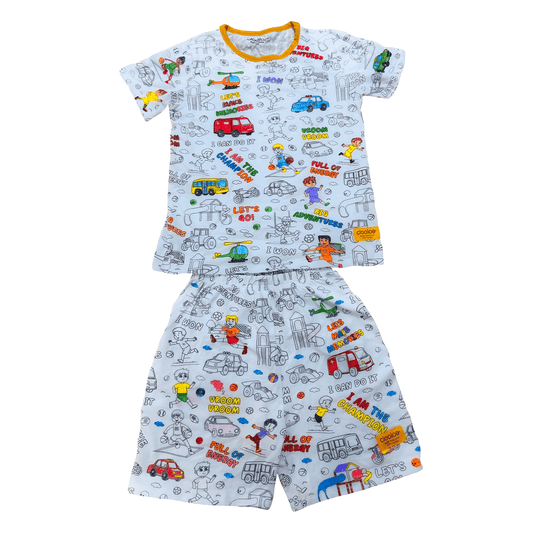 Race & Play Nights Short Sleeve Coloring Pajamas