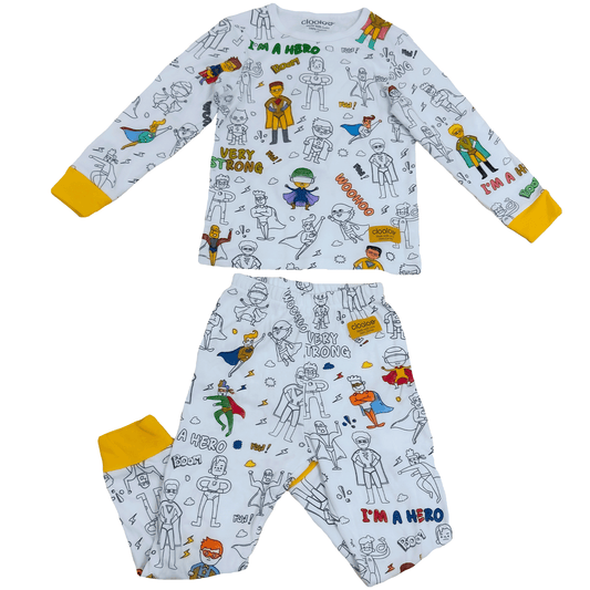 Superhero City Long Sleeve Coloring Pajamas