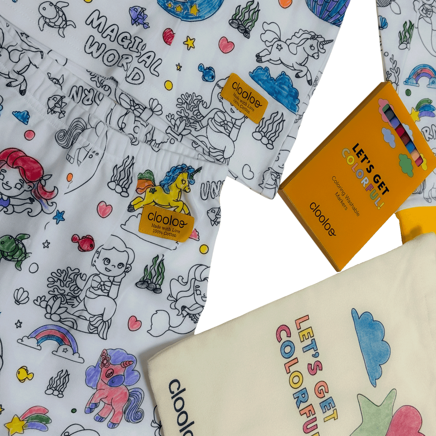 Magical Mermaid & Unicorn World Long Sleeve Coloring Pajama